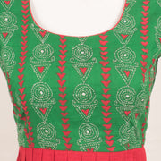 Green Kantha Embroidered Cotton Blouse 10059231