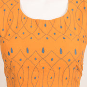 Orange Kantha Embroidered Sleeveless Cotton Blouse 10059245