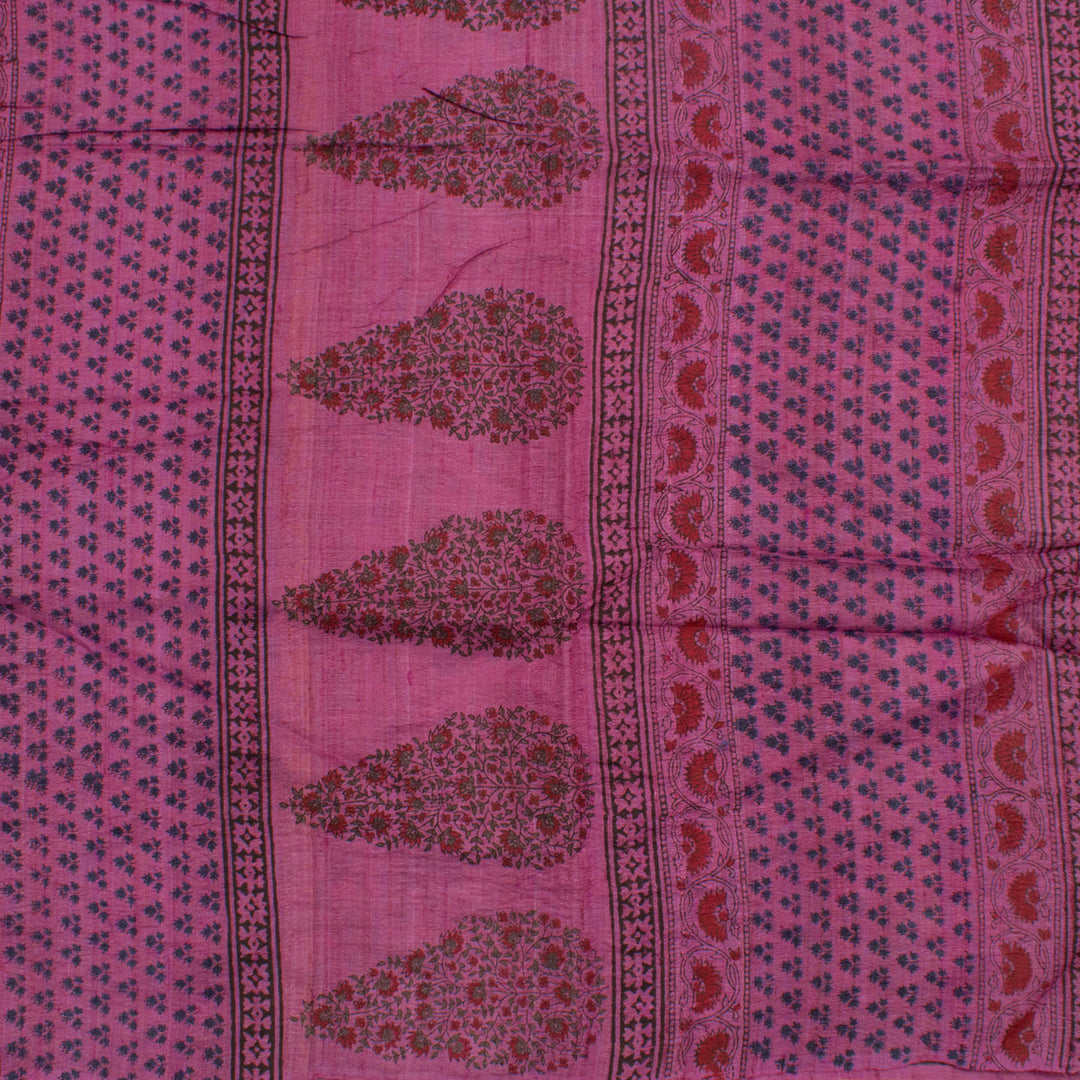 Hand Block Printed Tussar Silk Saree 10056970
