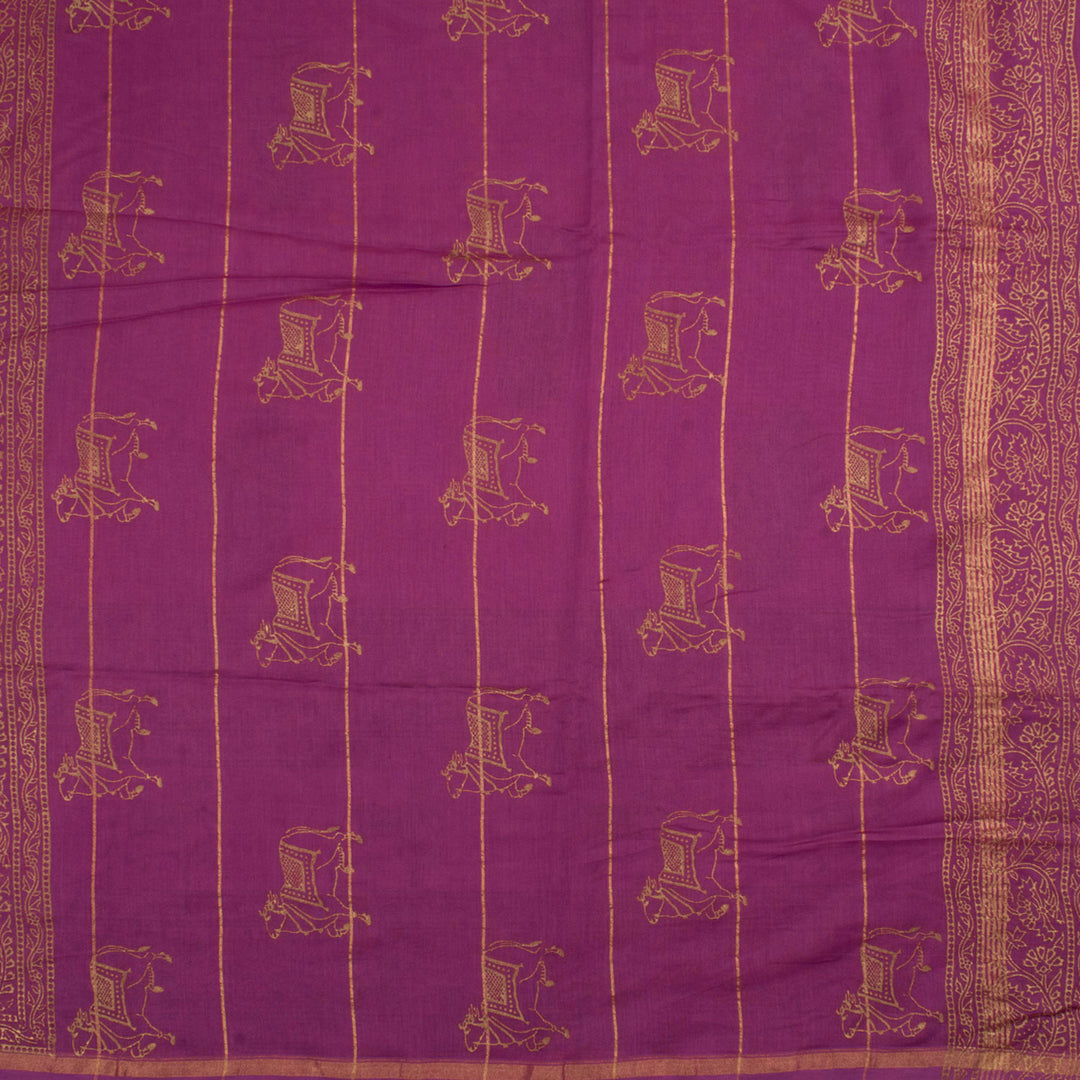 Hand Block Printed Chanderi Silk Cotton Saree 10056974