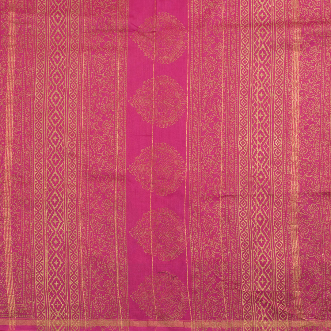 Hand Block Printed Chanderi Silk Cotton Saree 10056984