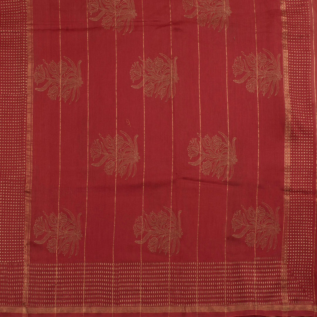 Hand Block Printed Chanderi Silk Cotton Saree 10056985