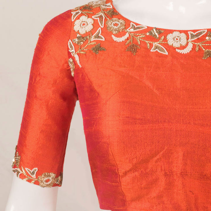 Hand Embroidered Raw Silk Blouse 10053459