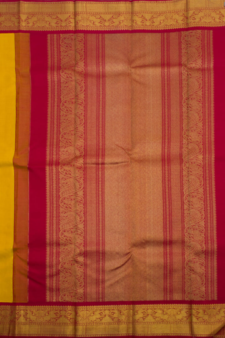 Yellow Pure Zari Bridal Korvai Kanjivaram Silk Saree 10060891