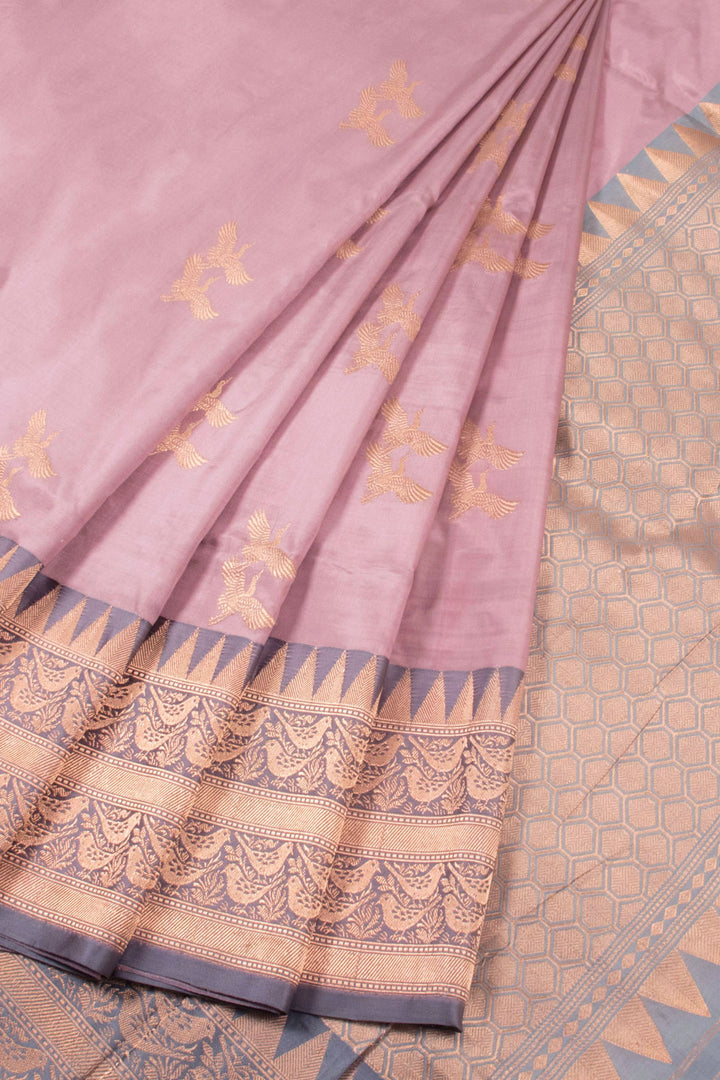 Old Rose Pink Handloom Banarasi Katan Silk Saree 10059843
