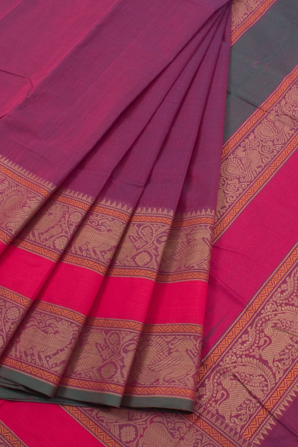 Violet Handwoven Kanchi Cotton Saree 10059531