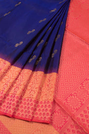 Navy Blue Handloom Kanjivaram Soft Silk Saree 10058477