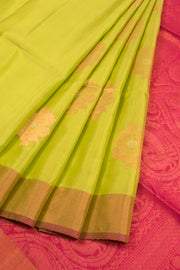 Lime Green Handloom Kanjivaram Soft Silk Saree 10059287