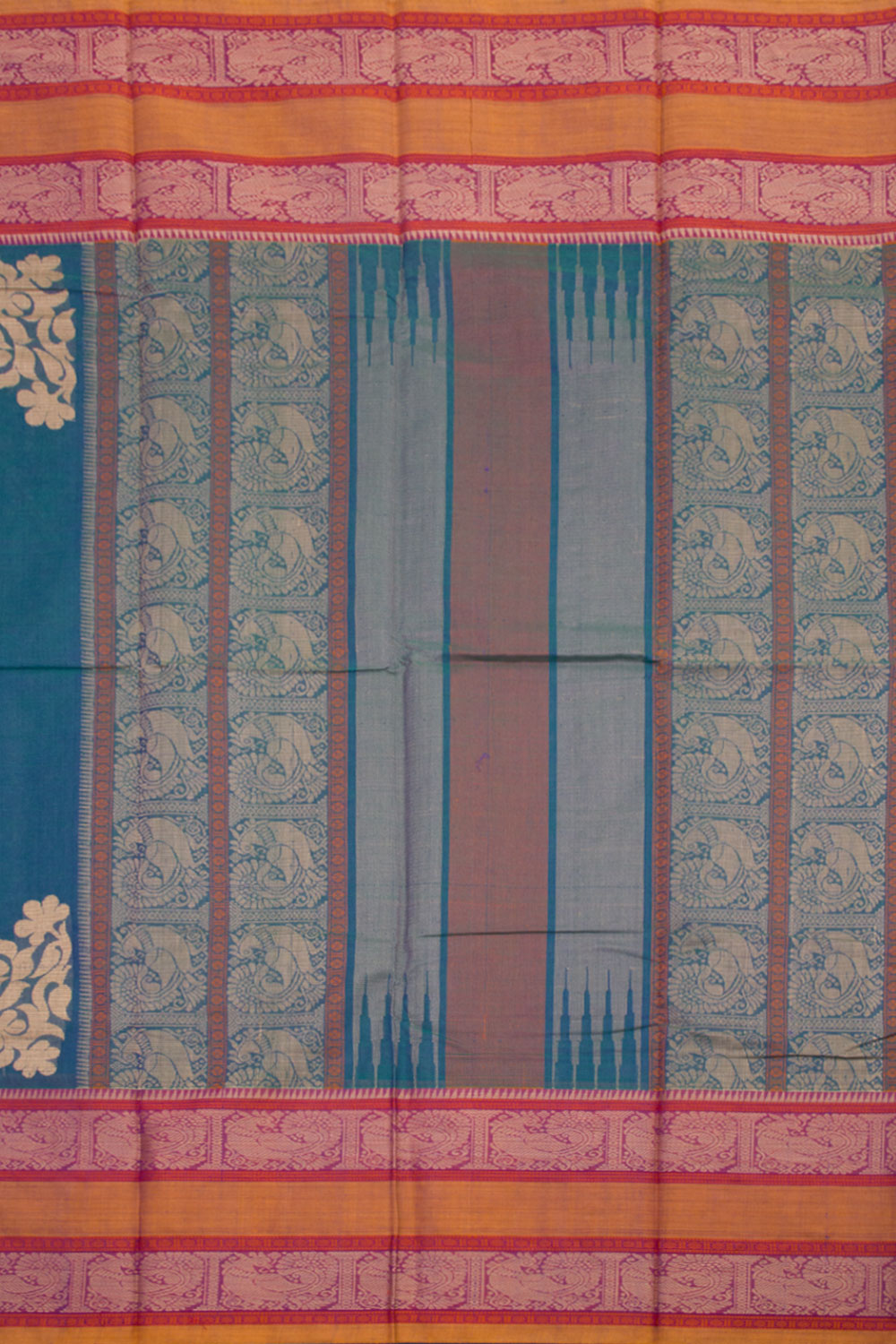 Blue Handwoven Kanchi Cotton Saree 10060866