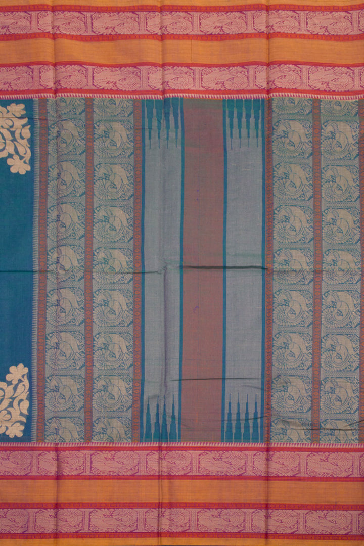 Blue Handwoven Kanchi Cotton Saree 10060866