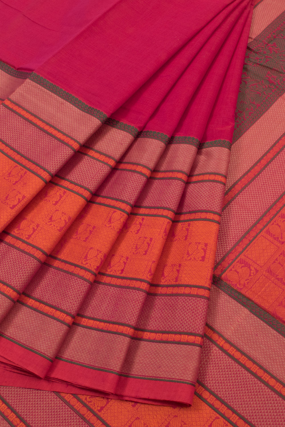 Pink Handloom Kanchi Cotton Saree 10059554