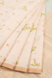 White Printed Chanderi Silk Cotton Saree 10059697