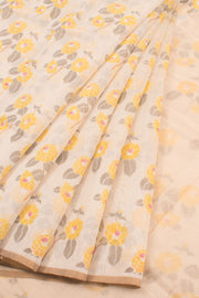 White Printed Chanderi Silk Cotton Saree 10059698