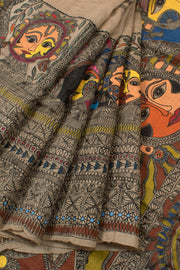Hand Painted Madhubani Bhagalpur Tussar Silk Saree 10057650