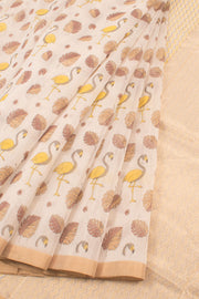 White Printed Chanderi Silk Cotton Saree 10059695