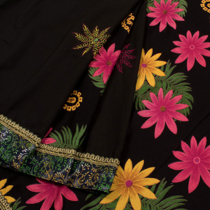 Hand Embroidered Partly Pallu Bengal silk saree 10056252