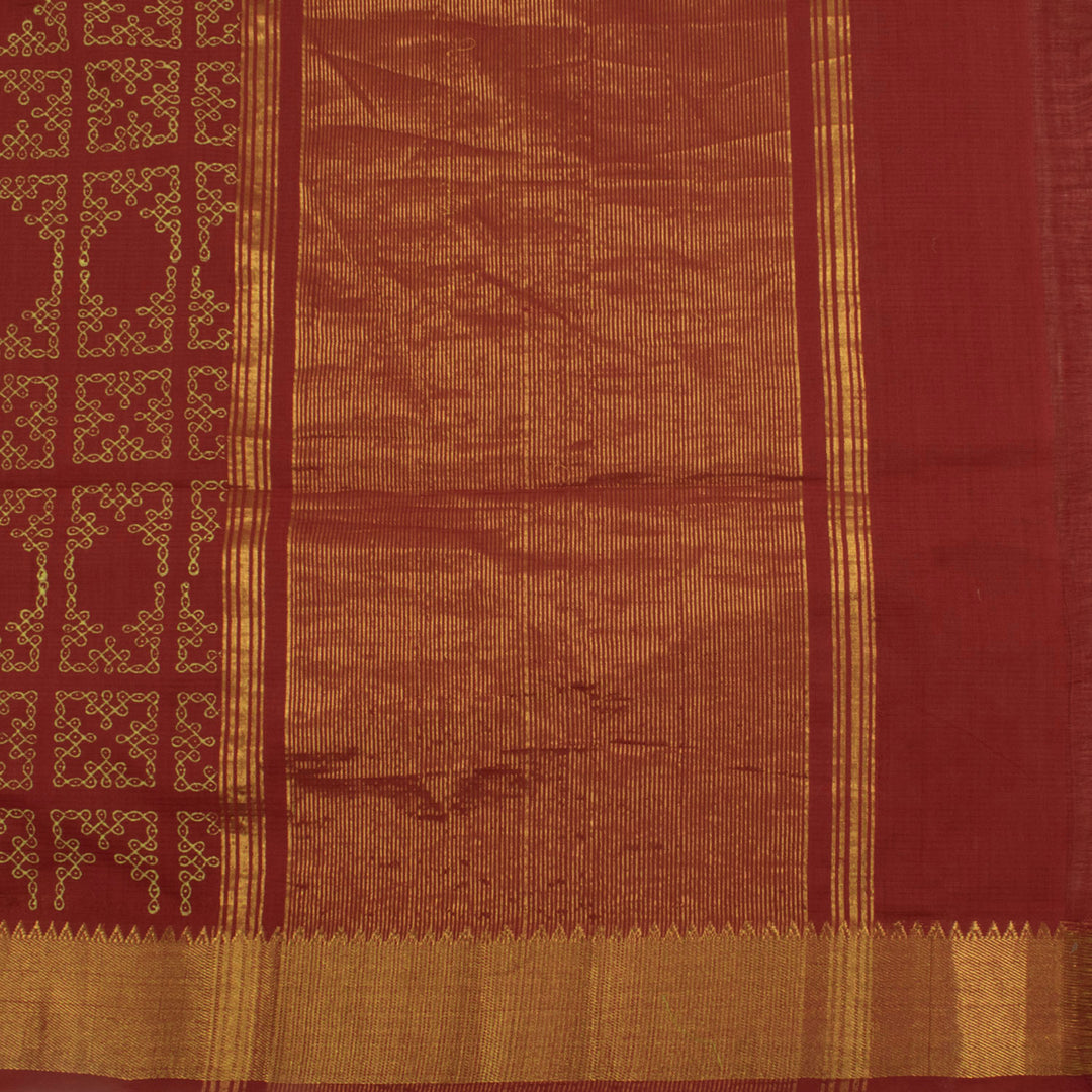 Hand Block Printed Mangalgiri Silk Cotton Saree 10056550