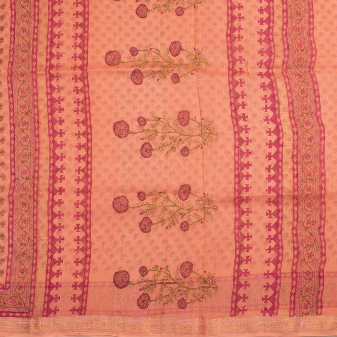 Hand Block Printed Maheshwari Silk Cotton Saree 10056918
