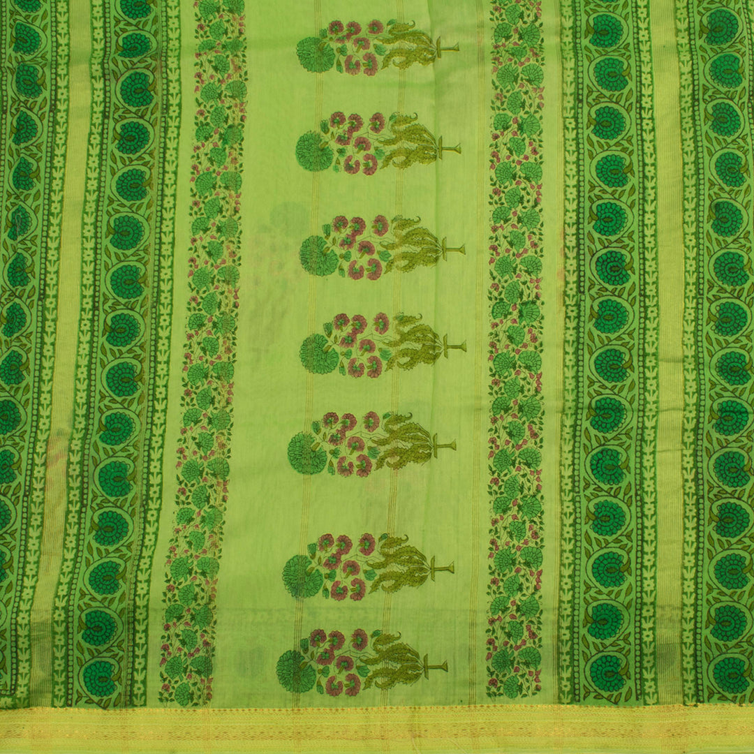 Hand Block Printed Maheshwari Silk Cotton Saree 10056920