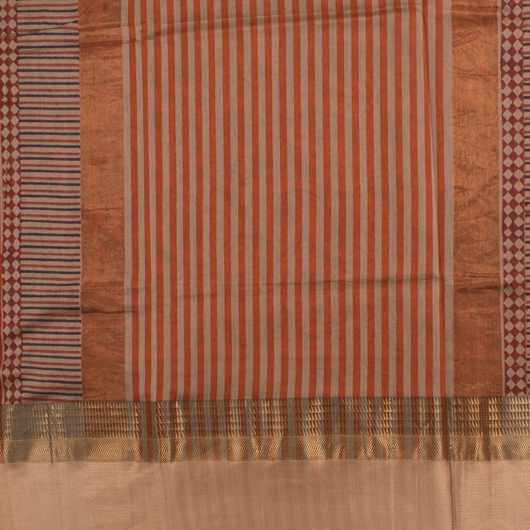Hand Block Printed Maheshwari Silk Cotton Saree 10056926