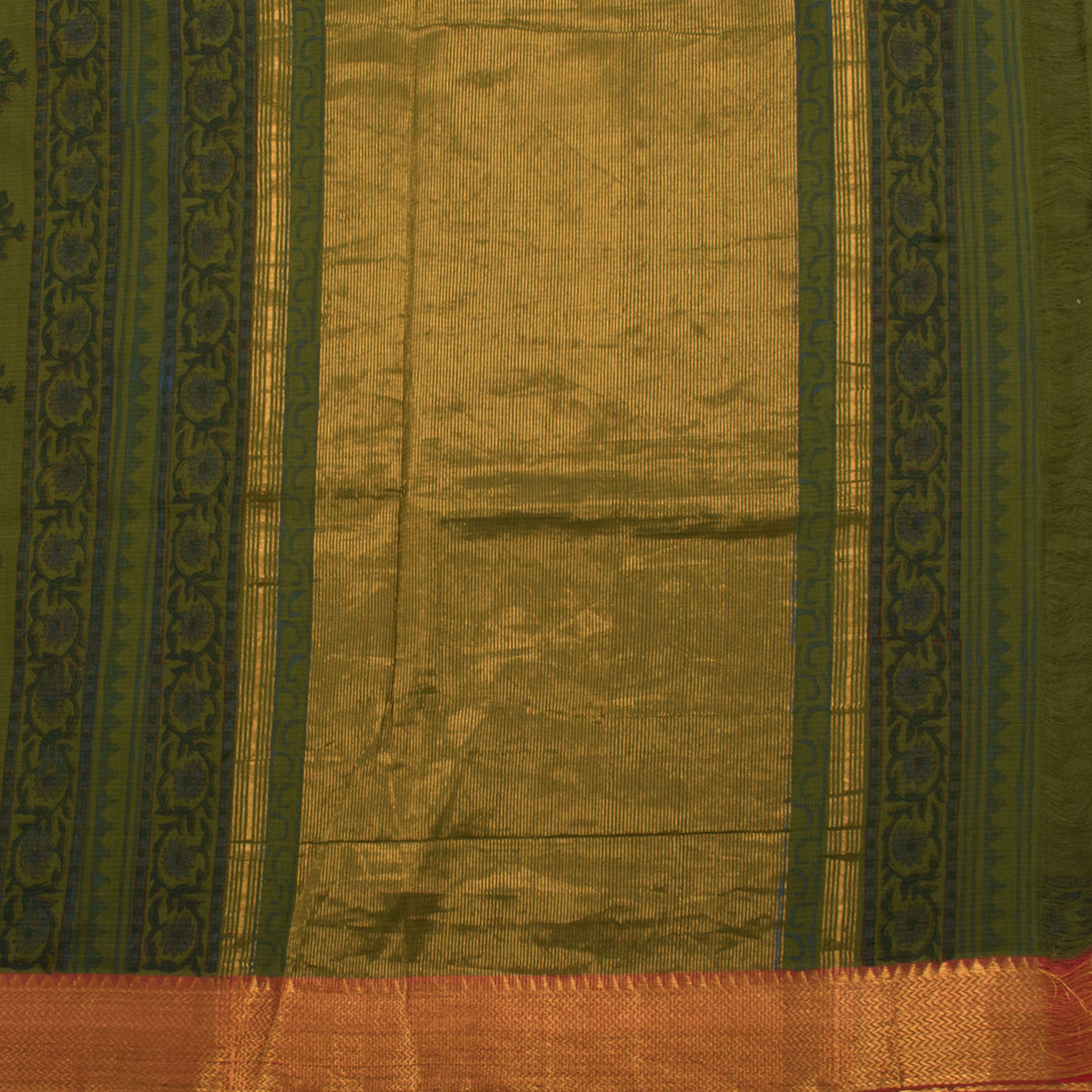 Hand Block Printed Mangalgiri Cotton Saree 10056927