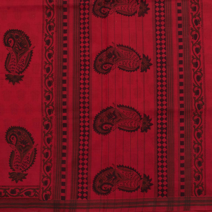 Hand Block Printed Mangalgiri Cotton Saree 10056936