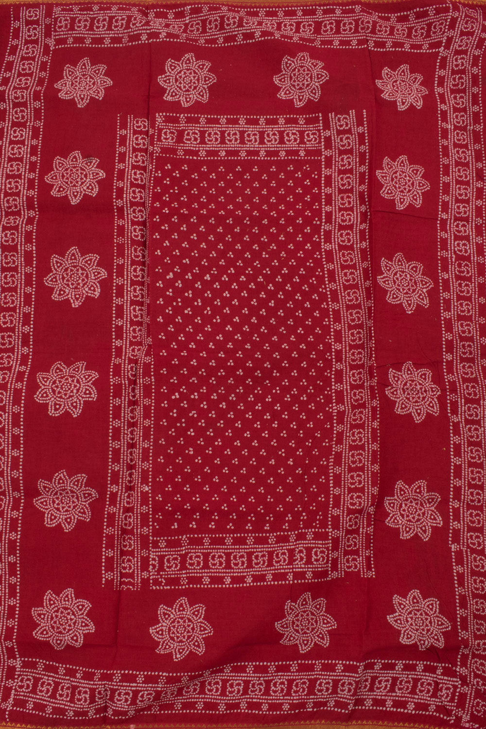 Hand Block Printed Sungudi Cotton Saree 10057749