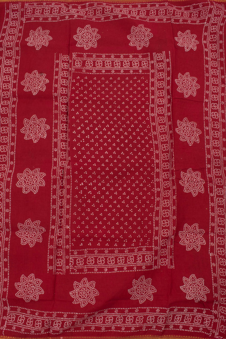 Hand Block Printed Sungudi Cotton Saree 10057749