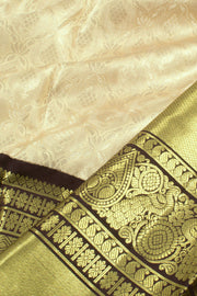 Cream Pure Zari Korvai Kanjivaram Tissue Silk Pattu Pavadai Material 10058086