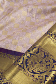 lavender Pure Zari Korvai Kanjivaram Tissue Silk Pattu Pavadai Material 10058089