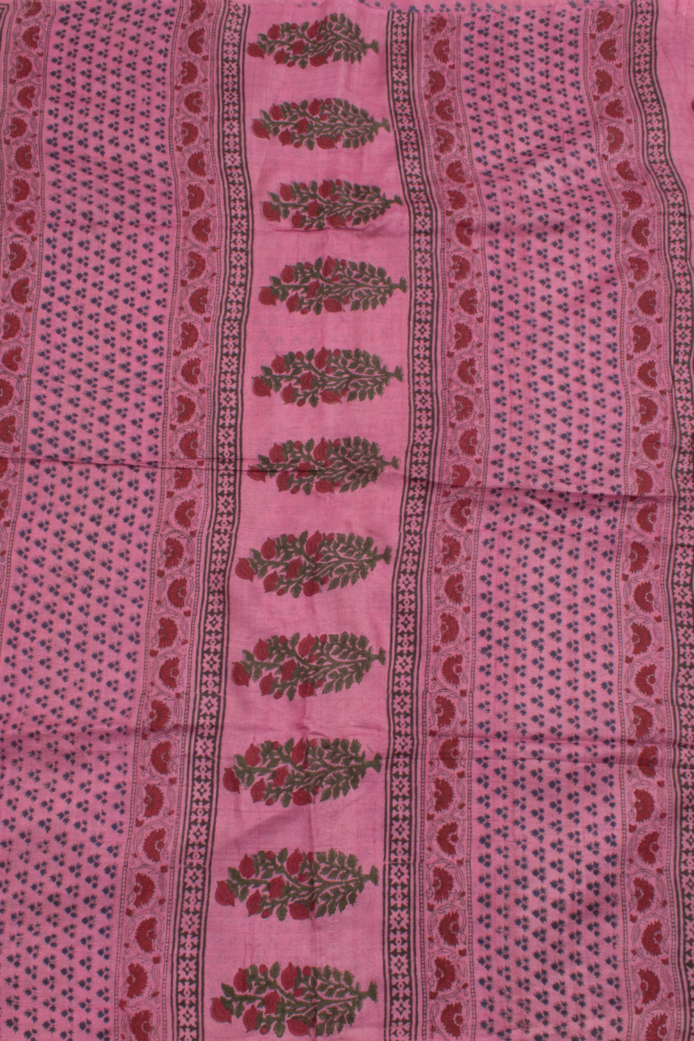 Hand Block Printed Tussar Silk Saree 10059070