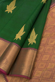 Dark Green Pure Zari Kanjivaram Silk Saree 10059200