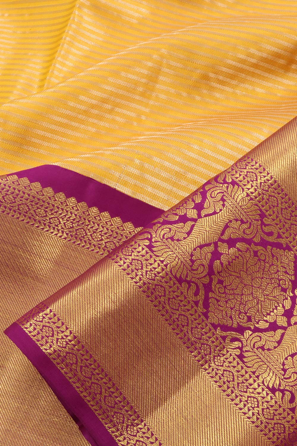 Bumble Bee Yellow Kanjivaram Tissue Pattu Pavadai Material 10059610
