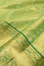 Mango Green Kanjivaram Tissue Pattu Pavadai Material 10059612