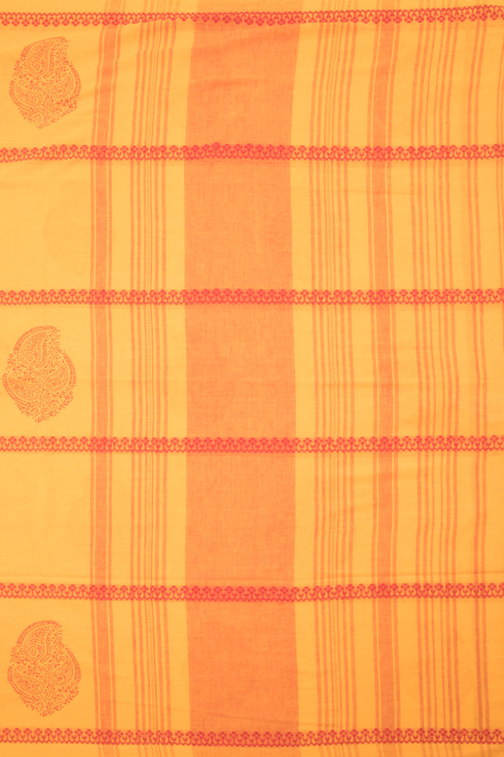Amber Orange Hand Block Printed Borderless Cotton Saree 10060275