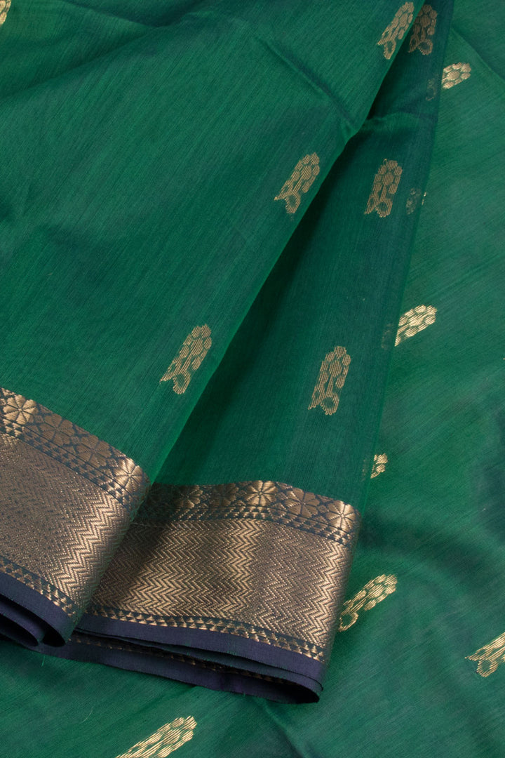 Green Handloom Maheshwari Silk Cotton Saree 10060449