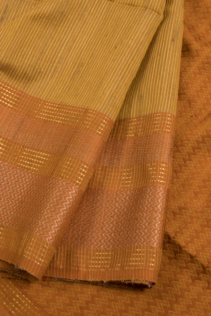 Mustard Yellow Handloom Maheshwari Silk Cotton Saree 10060480