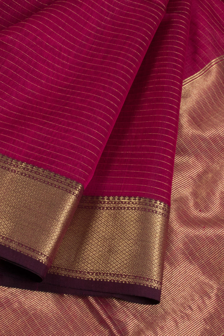 Magenta Handloom Maheshwari Silk Cotton Saree 10060483