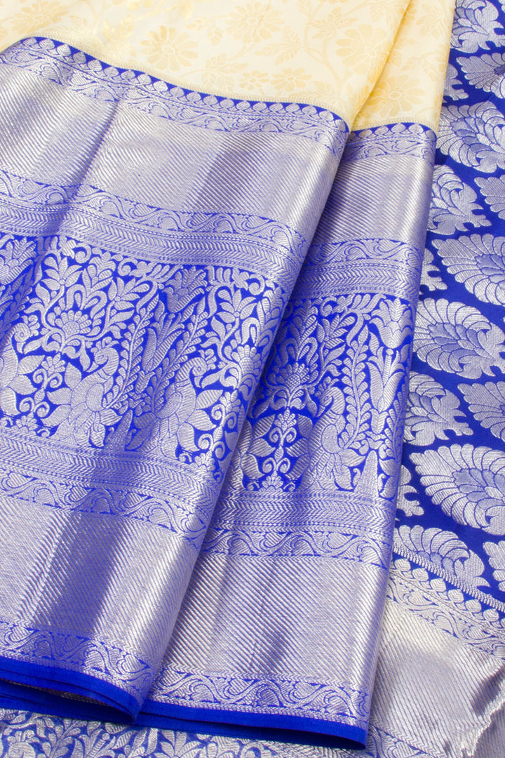 Off White Handloom Pure Silk Tissue Zari Dharmavaram Saree 10061218
