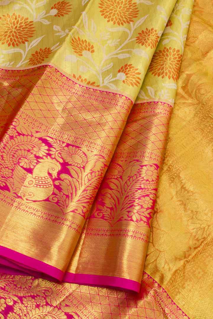 Cream Handloom Pure Silk Tissue Zari Dharmavaram Saree 10061233