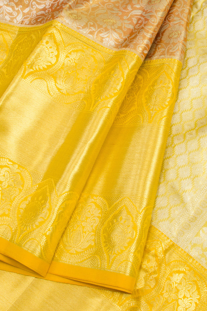 Burnt Orange Handloom Pure Silk Tissue Zari Dharmavaram Saree 10061243