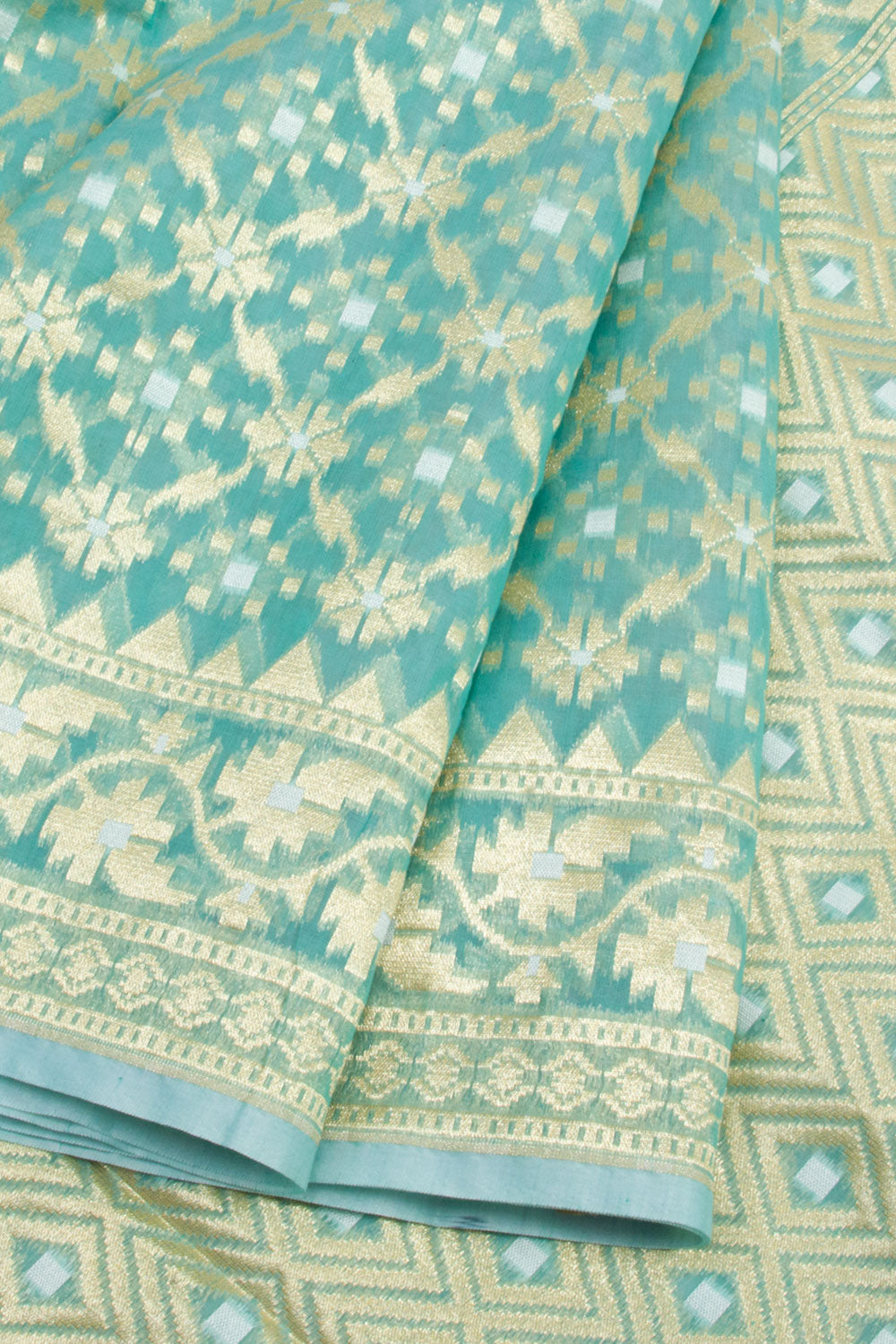 Green Handloom Banarasi Cotton Saree 10061300