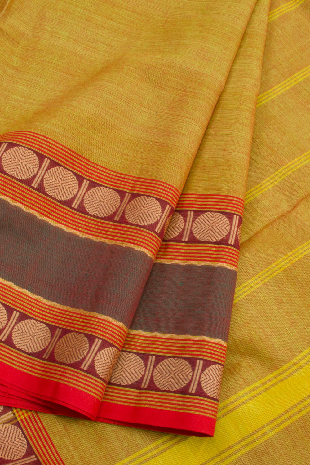 Mustard Yellow Handloom Kanchi Cotton Saree 10061335