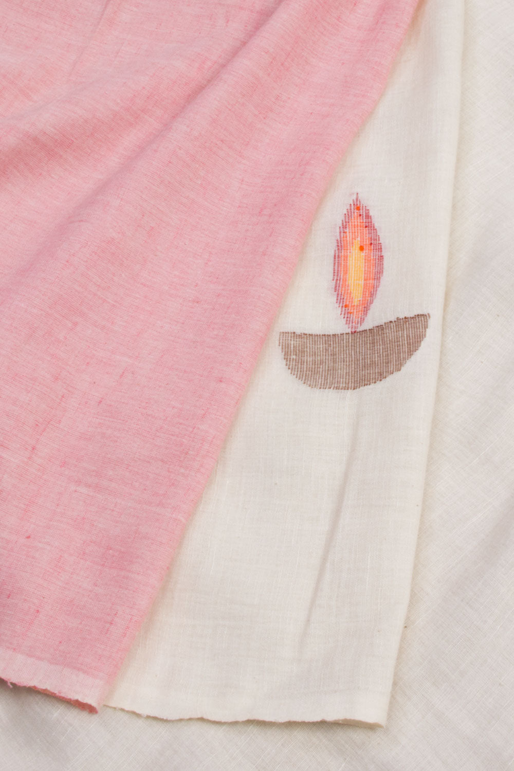 Pink Handloom Jamdani Linen Saree 10061410