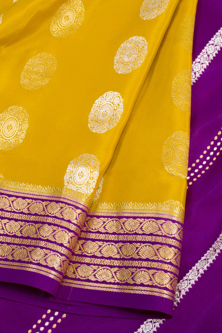 Yellow Mysore Crepe Silk Saree 10061634