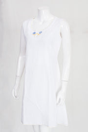 Blue & White Hand Block Printed Cotton A line Dress 10061651