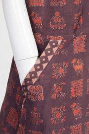 Brown Handcrafted Dabu Printed Cotton Kurta 10061658