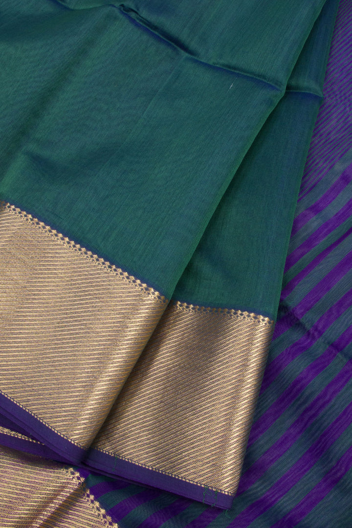 Green Handloom Maheshwari Silk Cotton Saree 10062242