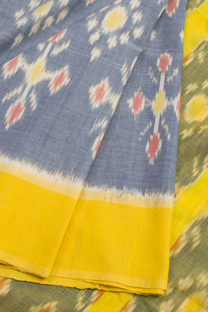 Blue Handloom Pochampally Ikat Cotton Saree 10060519