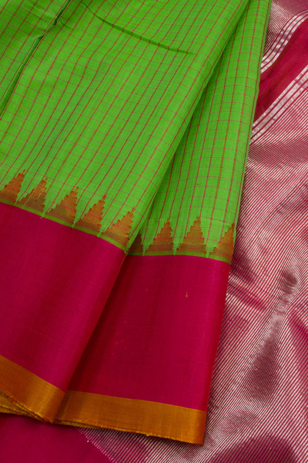 Green Handloom Gadwal Kuttu Silk Cotton Saree 10060535